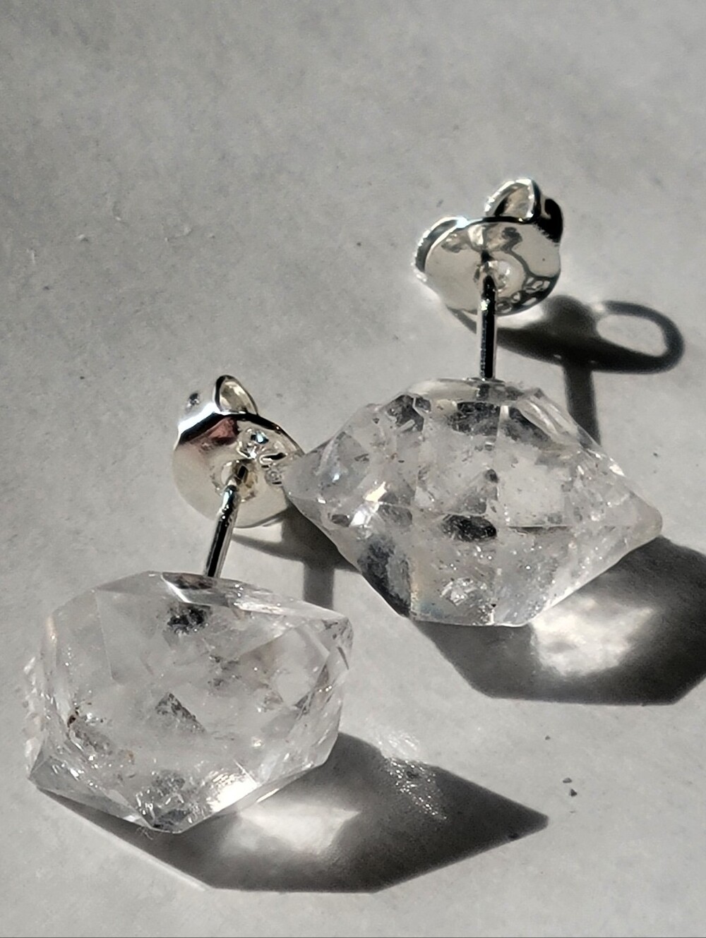 10mm Natural Herkimer Diamond Stud crystal stud earrings with silver posts #crys